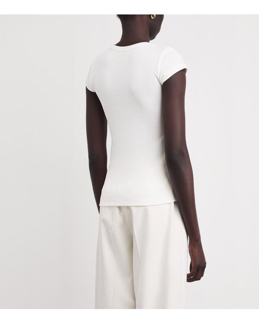 Joseph White Stretch-Cotton Ribbed Saba Top