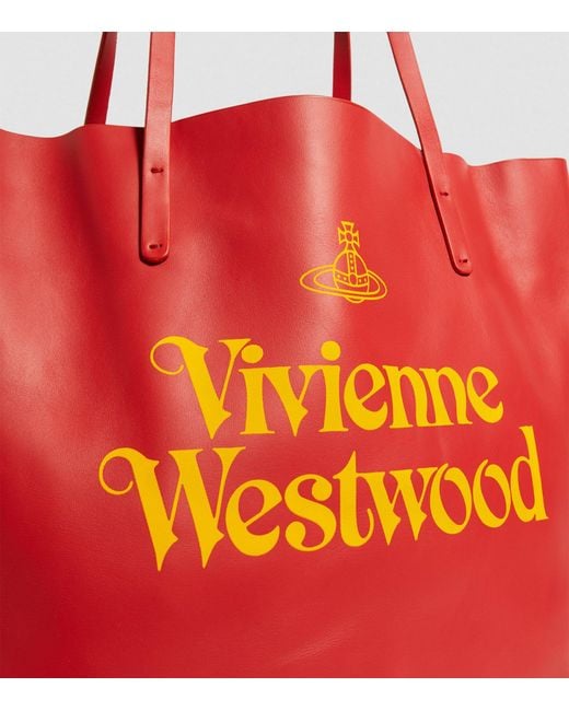 Vivienne Westwood Red Leather Studio Tote Bag for men