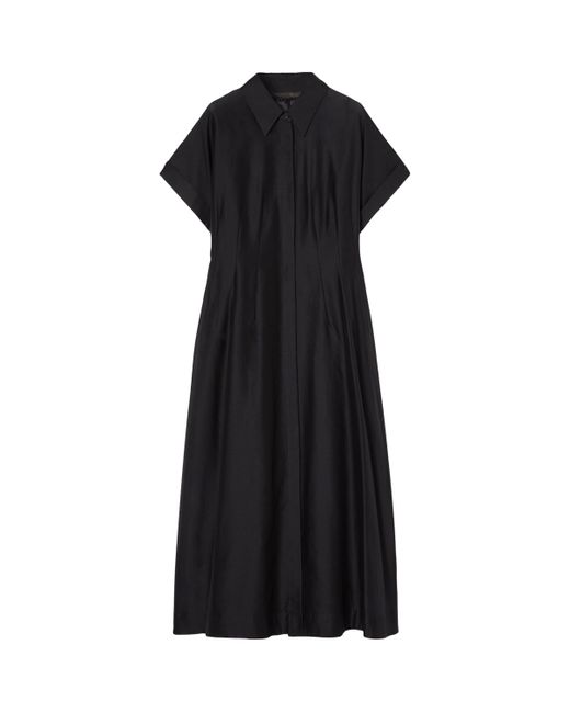 Marina Rinaldi Black Cotton-Silk Shirt Dress