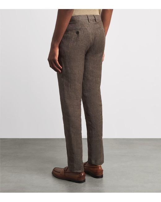 Sunspel Gray Linen Slim Trousers for men