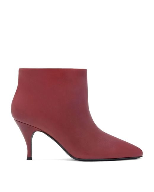 Herbert Levine Red Leather Silhouette Ankle Boots 80