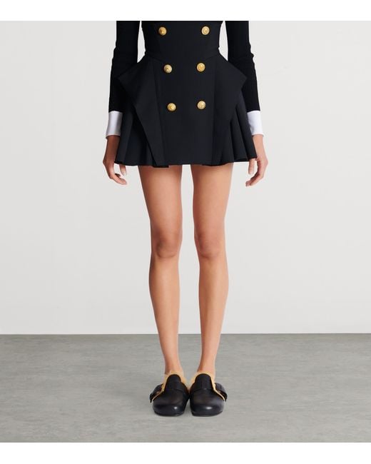 Balmain Blue Wool Mini Skirt
