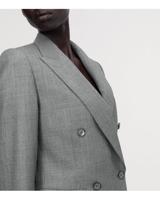 McQueen Gray Cropped Double-Breasted Blazer