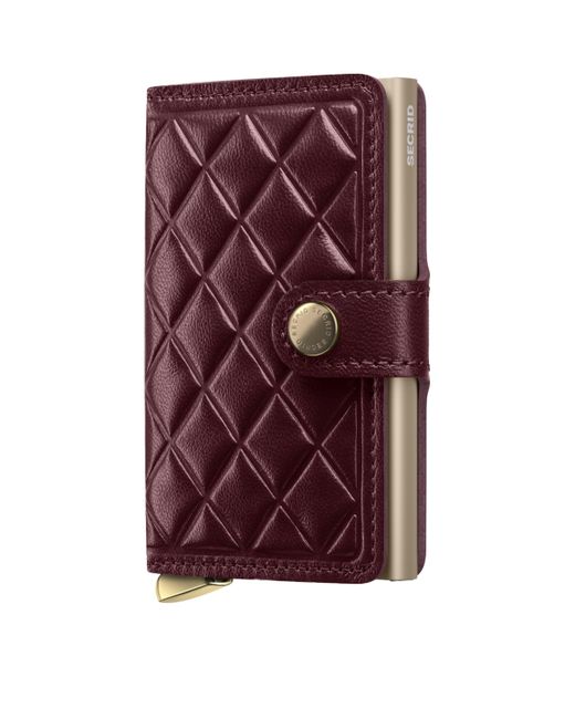 Secrid Purple Leather Diamond-Embossed Miniwallet for men