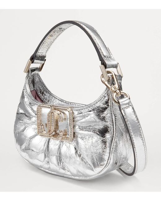 Jimmy Choo Gray Mini Leather Edie Top-Handle Bag