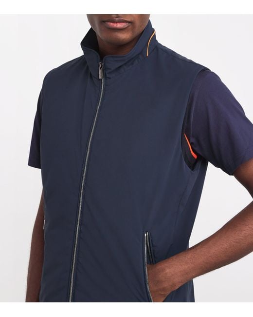 Moorer Blue Two-Way Zip Gilet for men