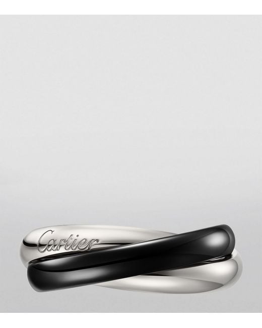 Cartier Black Medium White Gold And Ceramic Trinity Ring
