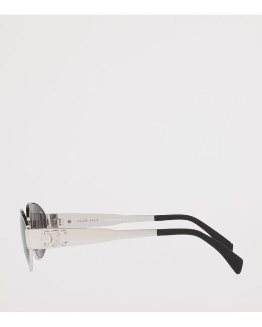 Céline Gray Metal Triomphe Oval Sunglasses