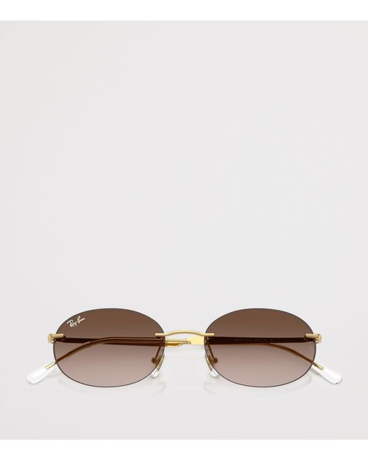 Ray-Ban Brown 0Rb3707 Metal Oval Sunglasses