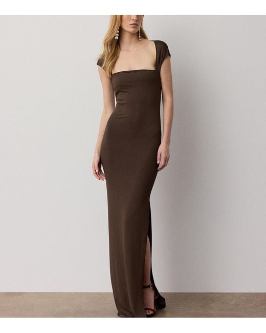 Ralph Lauren Brown Jersey Waverley Maxi Dress