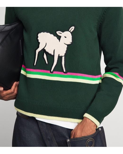 J.W. Anderson Green Cotton Sheep Sweater for men