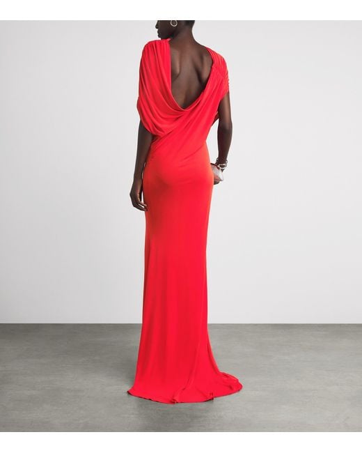Alex Perry Red Jersey Draped Gown