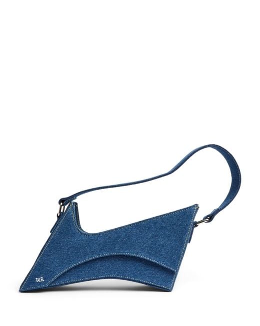 TALEL PARIS Blue Denim Wave Shoulder Bag