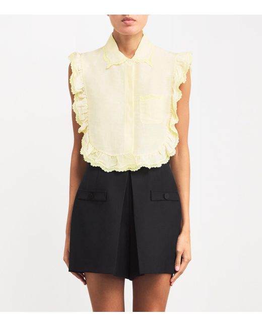 Sandro Natural Ruffle-Trim Blouse