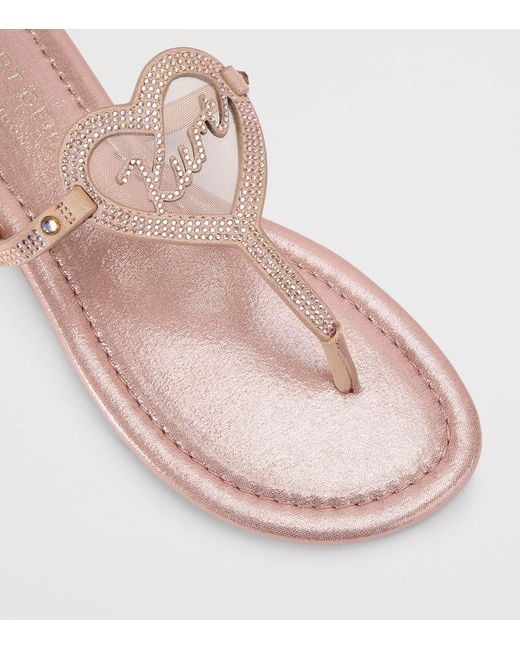 Kurt Geiger Pink Leather Heart T-Bar Sandals