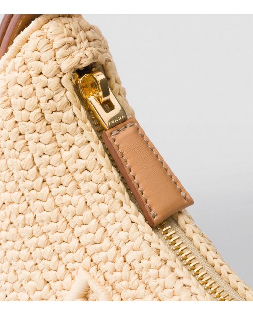 Prada Natural Woven Arqué Shoulder Bag