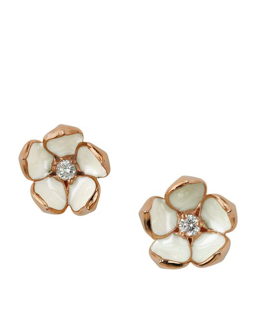 Shaun Leane Metallic Large Gold Vermeil And Diamond Cherry Blossom Flower Earrings