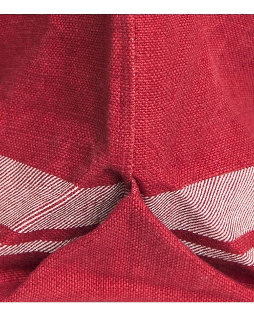 Harrods Red Jute Stripe Shopper Bag