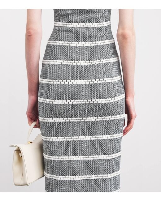 Valentino Gray Knit Stripe Maxi Dress
