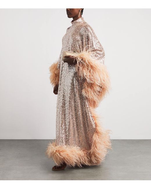 Taller Marmo Metallic Sequinned Casta Disco Kaftan Maxi Dress