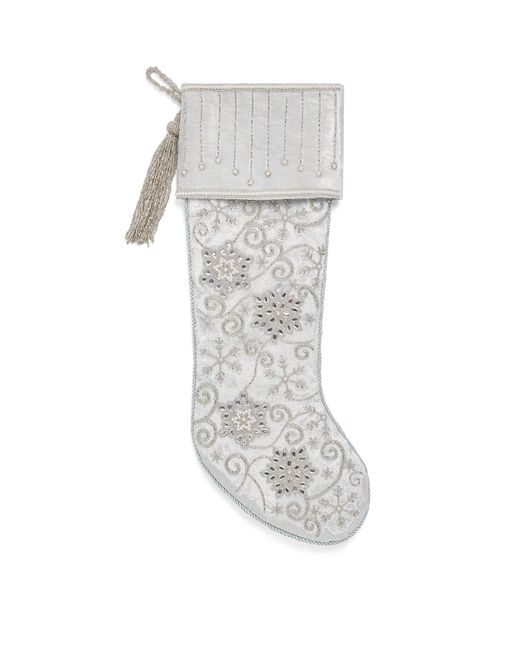 Harrods White Snowflake-Embellished Stocking