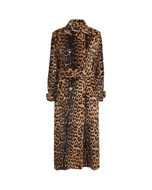 Nour Hammour Brown Ponyhair Leopard Tate Overcoat