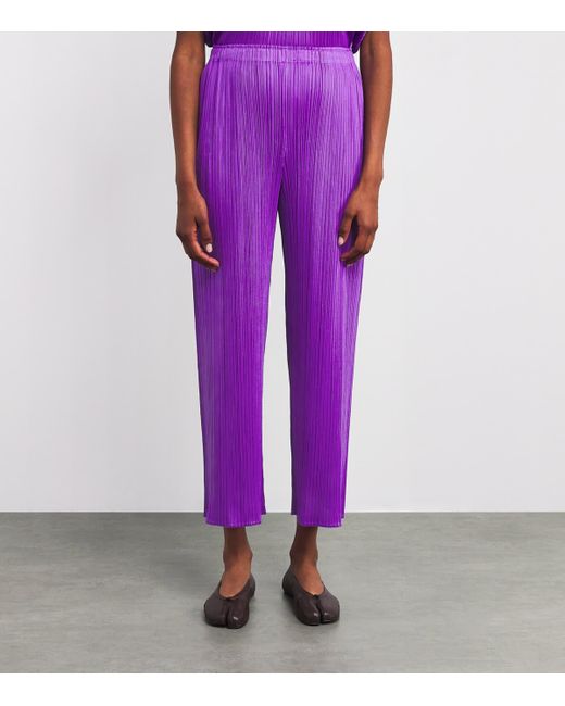 Pleats Please Issey Miyake Purple Monthly Colors August Wide-Leg Trousers