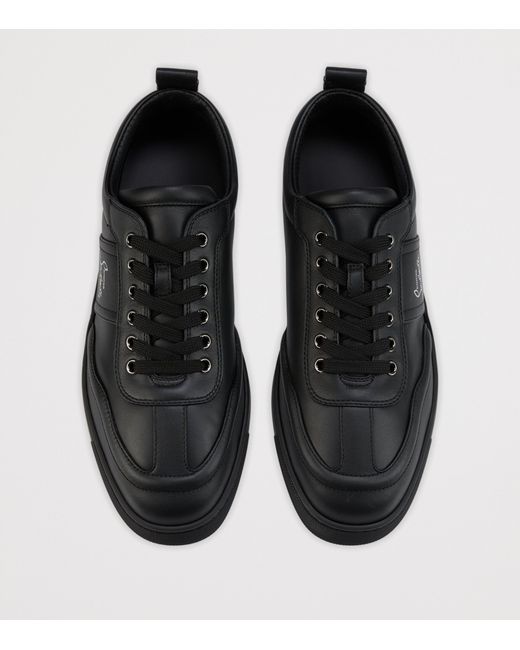 Christian Louboutin Black Retero Leather Low-Top Sneakers for men