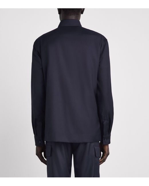 Paul & Shark Blue Virgin Wool Overshirt for men