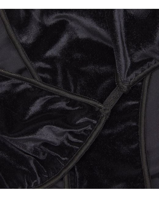 Oseree Black Velvet Triangle Bra And Thong Set