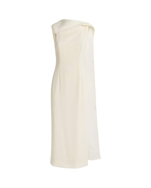 Roland Mouret White Satin Crepe Sash Midi Dress