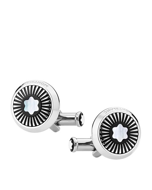 Montblanc Metallic Stainless Steel And Mother-Of-Pearl Star Cufflinks for men