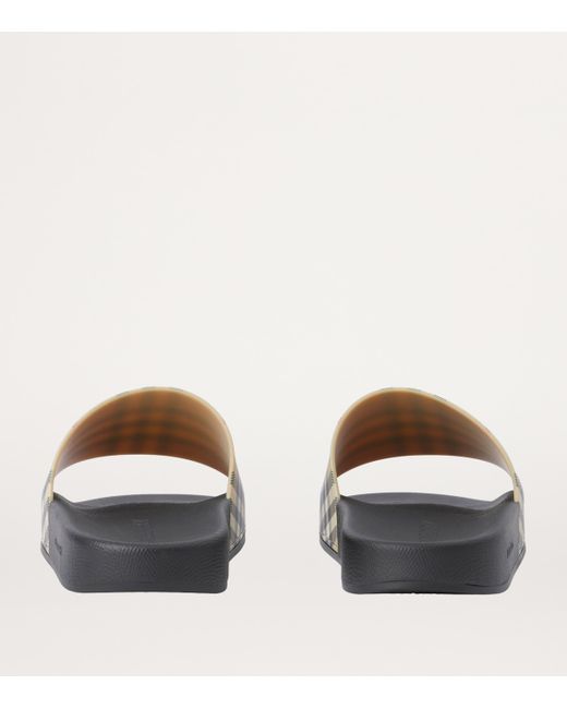 Burberry White Rubber Check Slides