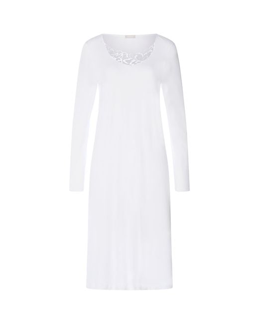 Hanro White Cotton Lace-Trim Belen Nightdress