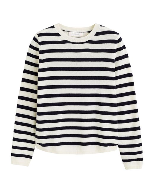 Chinti & Parker Black Wool-cashmere Striped Elbow-patch Sweater