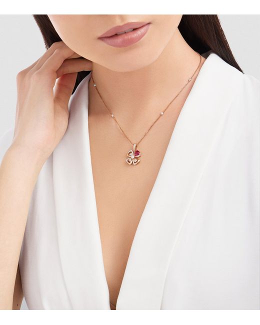 BVLGARI Pink Rose, Diamond And Rubellite Fiorever Necklace