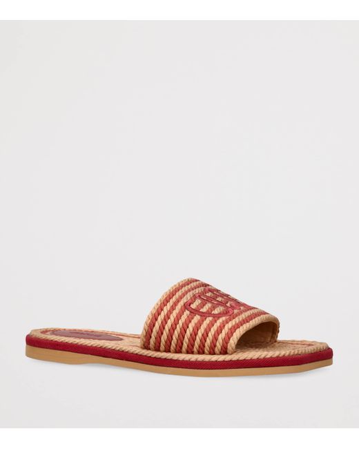 Chloé Pink Woven Logo Sandals