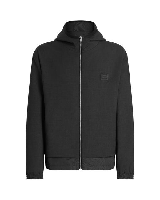 Dolce & Gabbana Black Wool-Blend Canvas Hooded Jacket for men