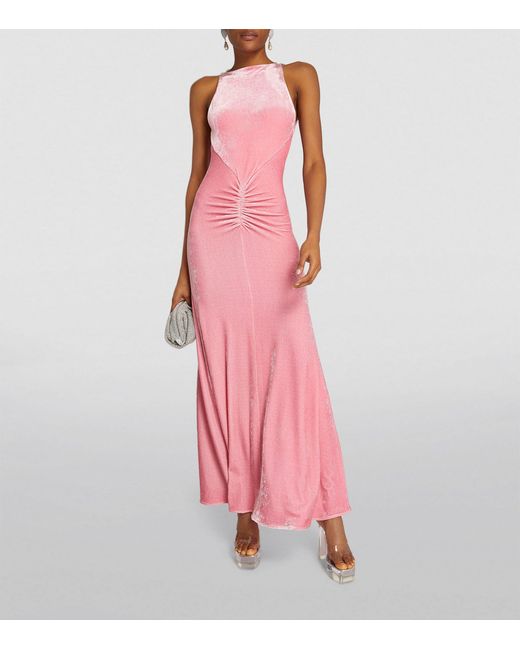 Rabanne Pink Velvet Maxi Dress