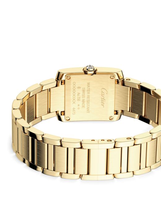 Cartier Metallic Small Yellow Gold And Diamond Tank Française Watch 21.2mm