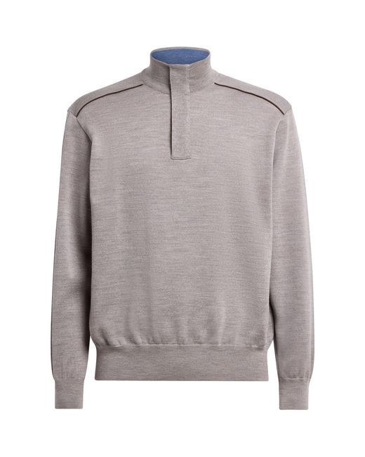 Paul & Shark Gray Virgin Wool Quarter-Zip Sweater for men