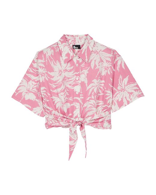 The Kooples Pink Floral Print Cropped Shirt