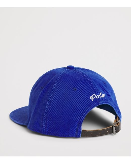 Polo Ralph Lauren Blue Corduroy Script Baseball Cap for men