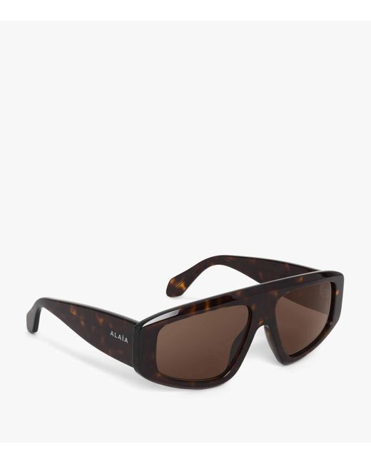 Alaïa Brown Acetate Aviator Mask Sunglasses