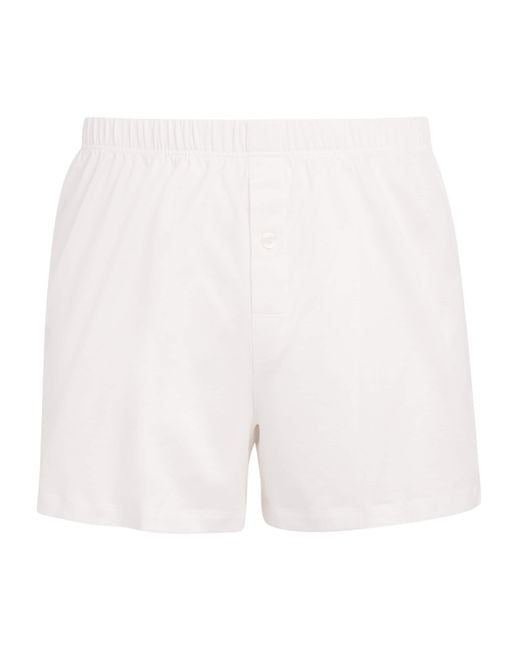 Hanro White Cotton Boxer Shorts for men