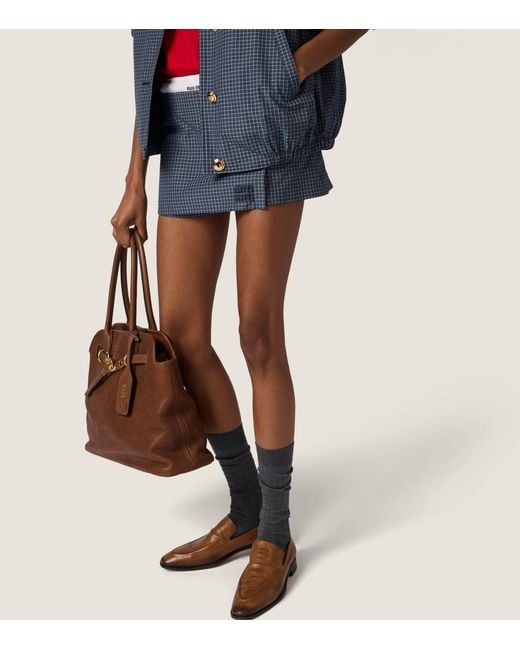 Miu Miu Blue Check Mini Skort