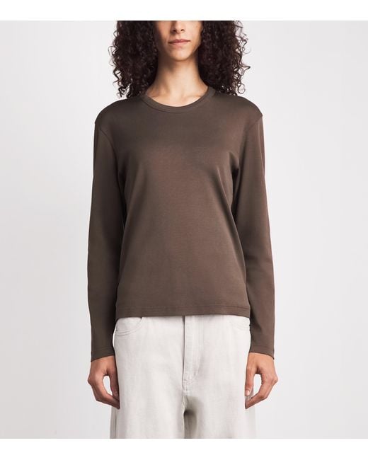 Lemaire Brown Cotton Ribbed Long-Sleeve T-Shirt