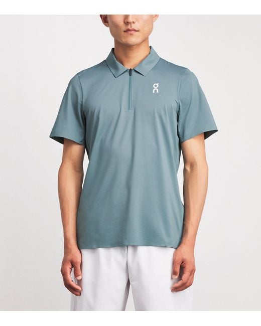 On Shoes Blue Court Polo Shirt for men
