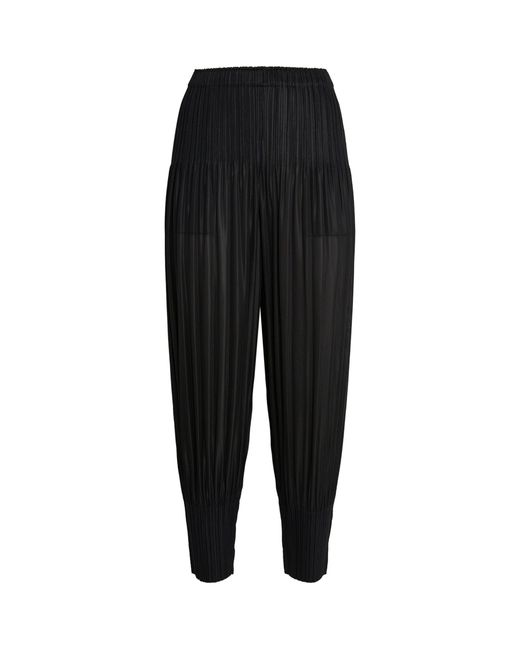 Pleats Please Issey Miyake Black Fluffy Basics Tapered Trousers