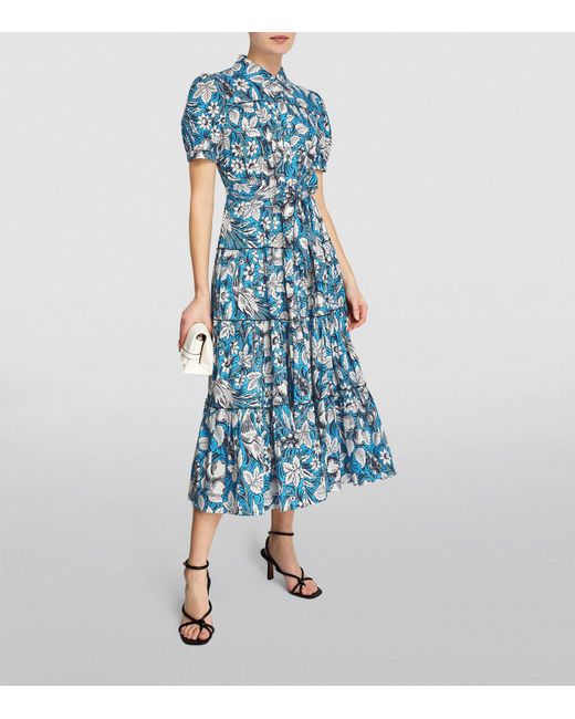 Diane von Furstenberg Blue Tiered Midi Dress
